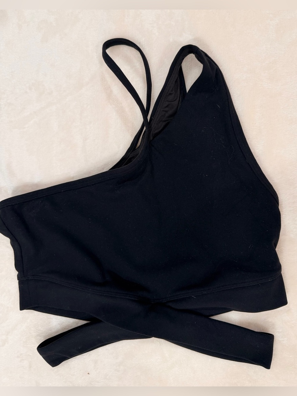 Google Women's One-Shoulder Black Sports Bra Top - Picture 2 of 3